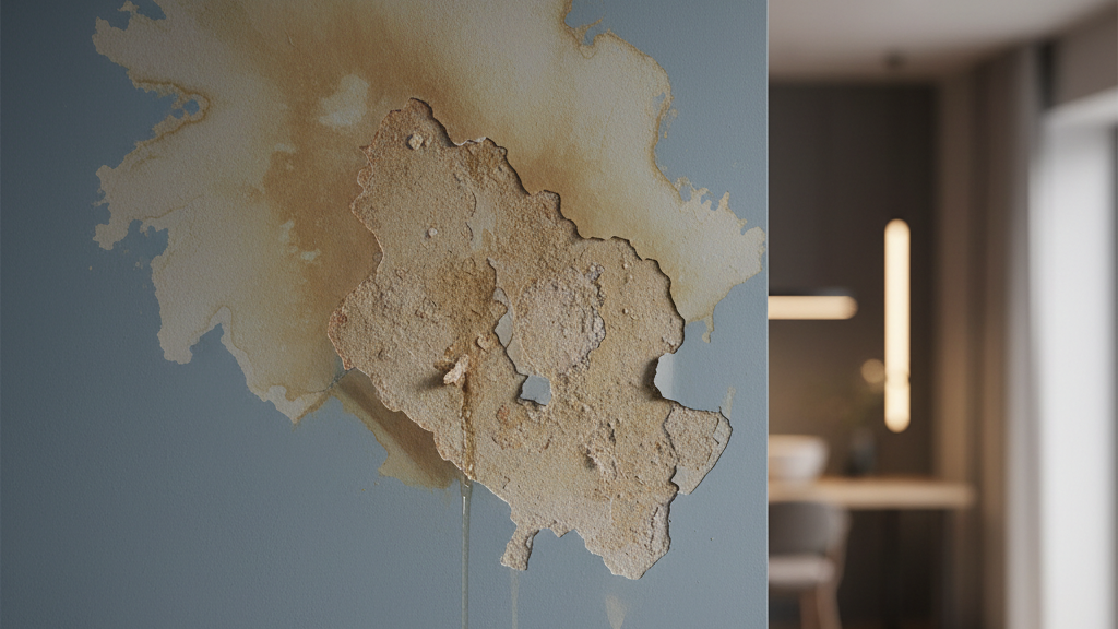 Duvarda oluşan su lekesi ve kabarma
