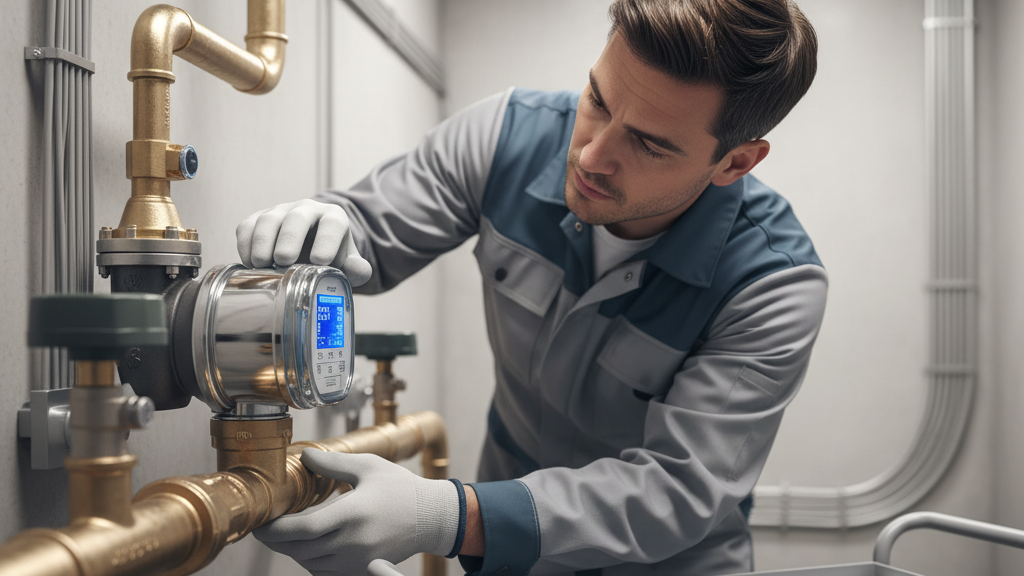 Su sayacını yakından inceleyen bir kişi